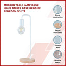 Modern Table lamp Desk Light Timber Base Bedside Bedroom White-2