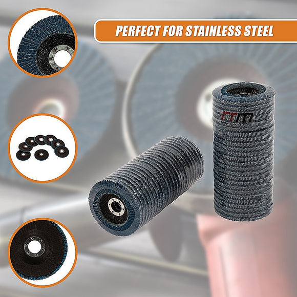 50x Pack Premium Zirconia Flap Disc Sanding Grinding 115mm 4.5" 40 Grit