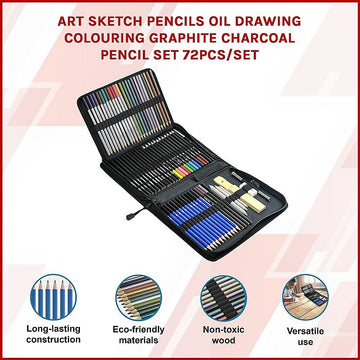 Art Sketch Pencils Oil Drawing Colouring Graphite Charcoal Pencil Set 72pcs/set - 0