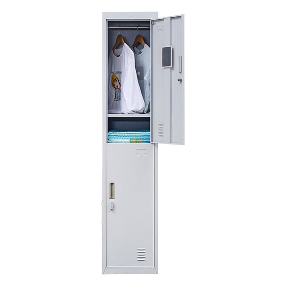2-Door Vertical Locker for Office Gym Shed School Home Storage