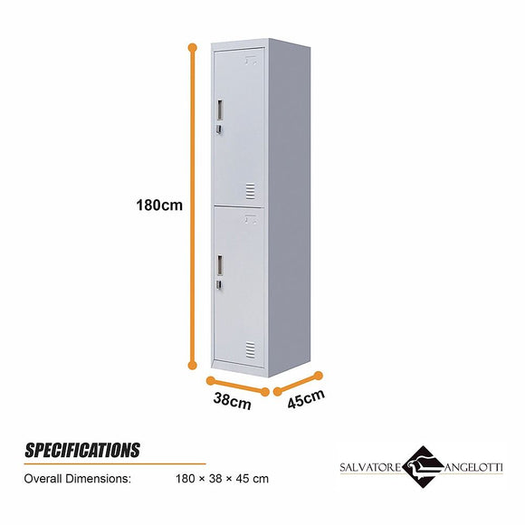 2-Door Vertical Locker for Office Gym Shed School Home Storage