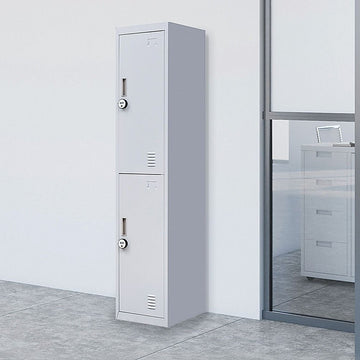 2-Door Vertical Locker for Office Gym Shed School Home Storage - 0