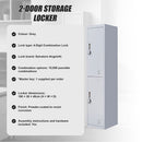 2-Door Vertical Locker for Office Gym Shed School Home Storage-4