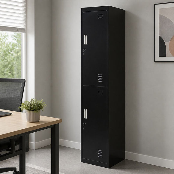 2-Door Vertical Locker for Office Gym Shed School Home Storage