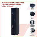 2-Door Vertical Locker for Office Gym Shed School Home Storage-3
