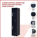 2-Door Vertical Locker for Office Gym Shed School Home Storage-3