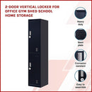 2-Door Vertical Locker for Office Gym Shed School Home Storage-3