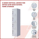 4-Door Vertical Locker for Office Gym Shed School Home Storage-4