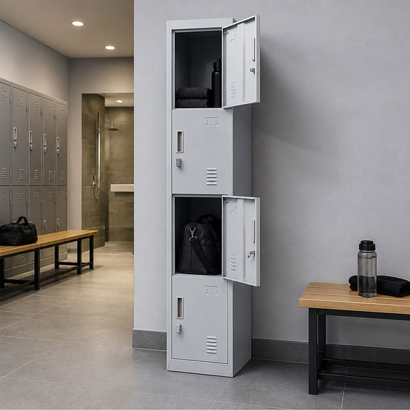 4-Door Vertical Locker for Office Gym Shed School Home Storage