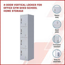 4-Door Vertical Locker for Office Gym Shed School Home Storage-5