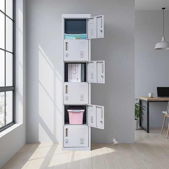 6-Door Locker for Office Gym Shed School Home Storage