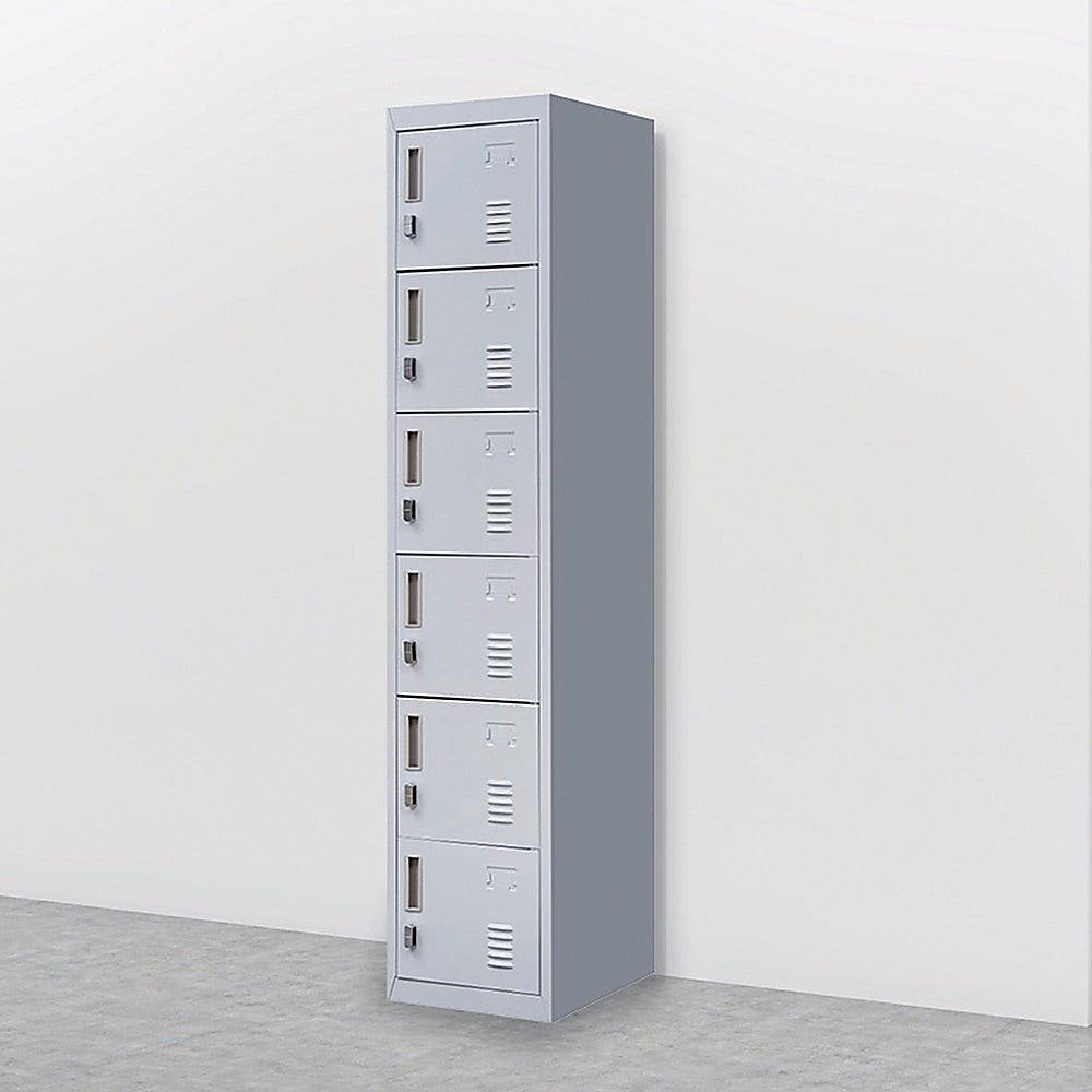6-Door Locker for Office Gym Shed School Home Storage - 0
