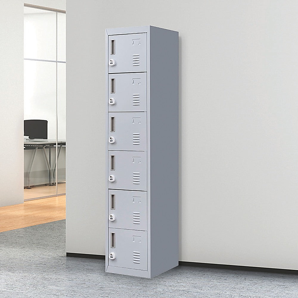6-Door Locker for Office Gym Shed School Home Storage - 0
