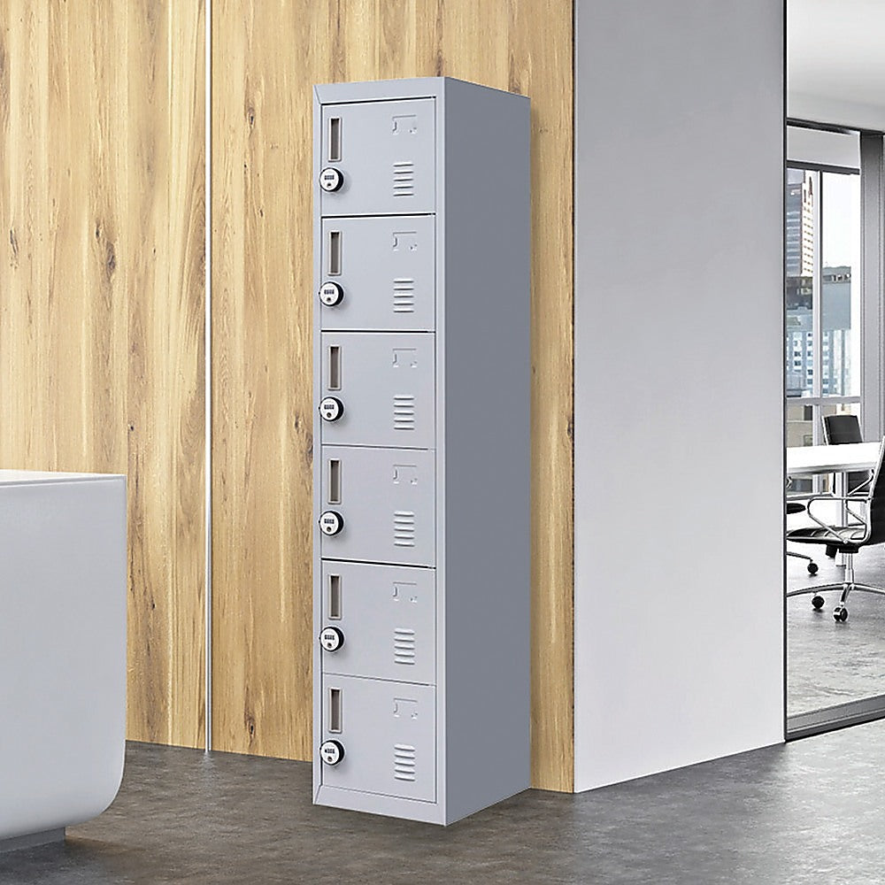 6-Door Locker for Office Gym Shed School Home Storage - 0
