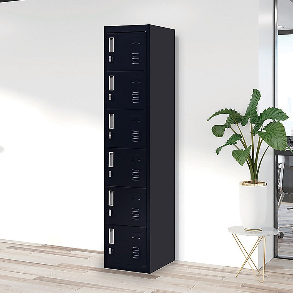 6-Door Locker for Office Gym Shed School Home Storage - 0