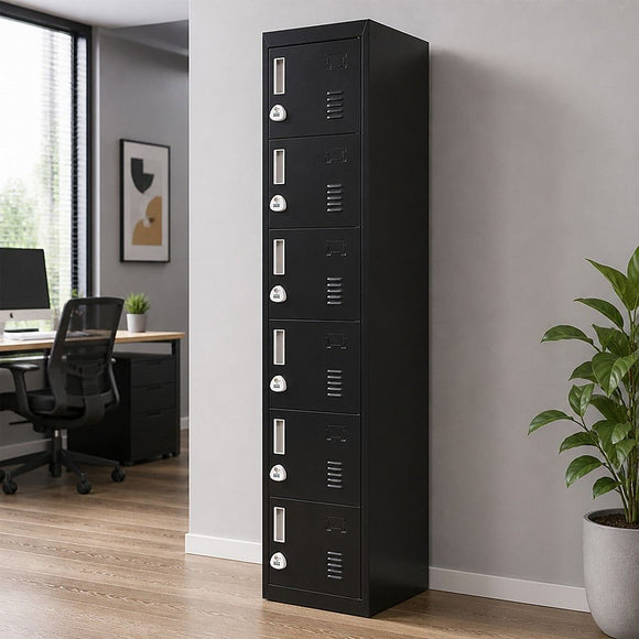 6-Door Locker for Office Gym Shed School Home Storage
