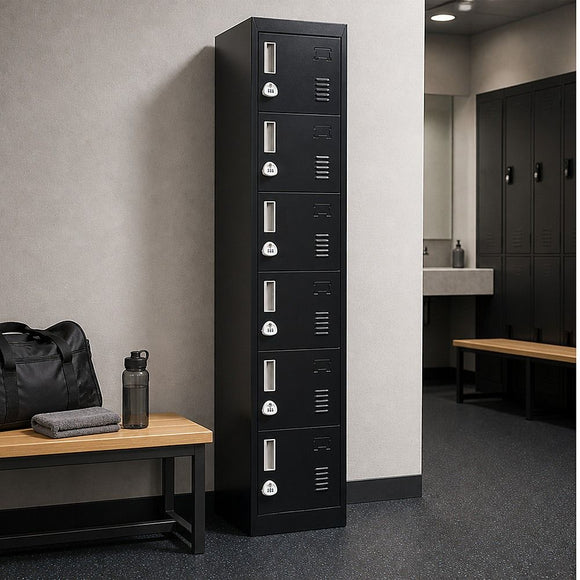 6-Door Locker for Office Gym Shed School Home Storage
