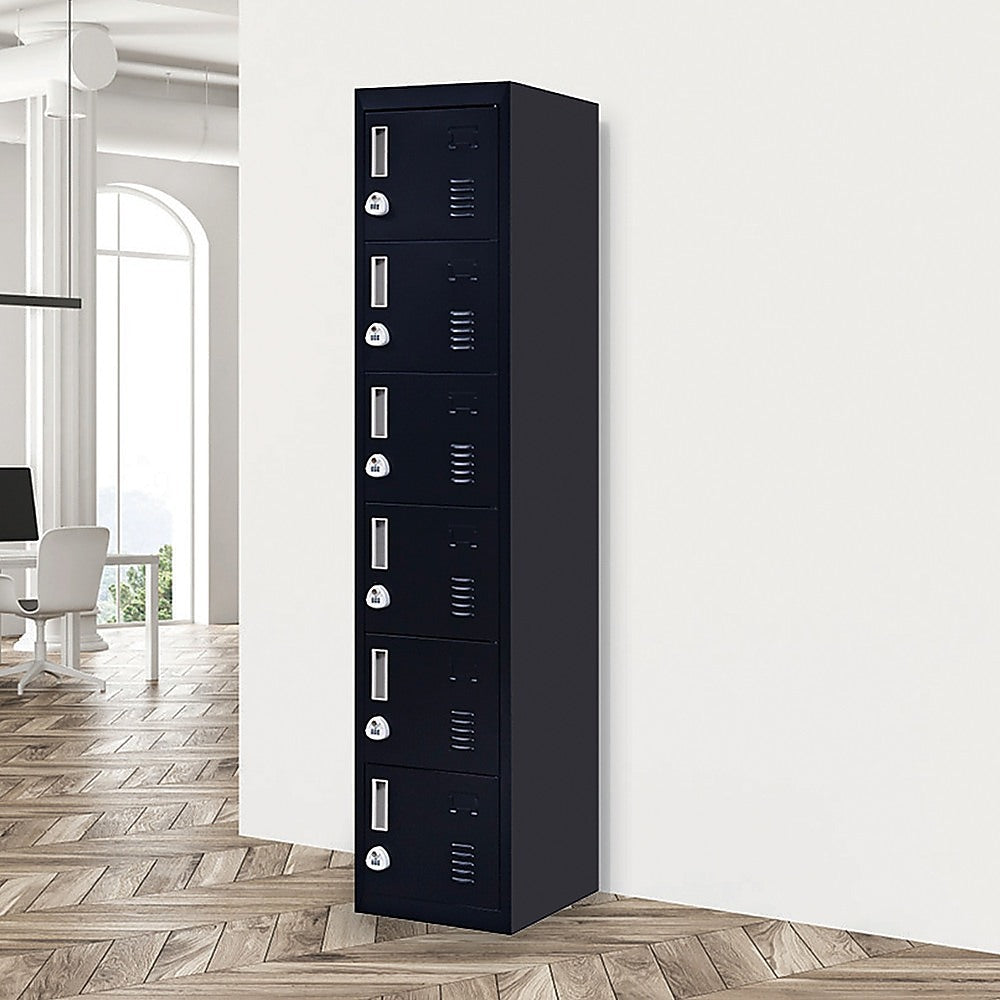 6-Door Locker for Office Gym Shed School Home Storage - 0
