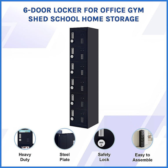 6-Door Locker for Office Gym Shed School Home Storage