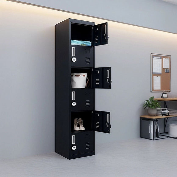 6-Door Locker for Office Gym Shed School Home Storage