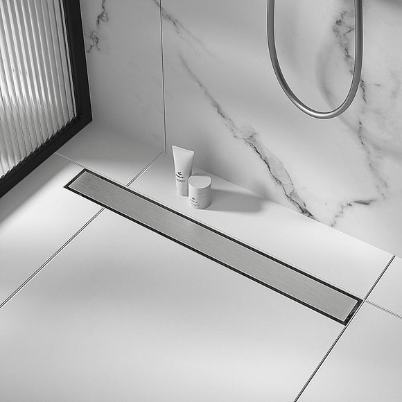 Tile Insert Shower Grate – 90cm Stainless Steel Drain with Centre Outlet