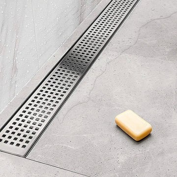1200mm Bathroom Shower Stainless Steel Grate Drain w/Centre outlet Floor Waste Square Pattern