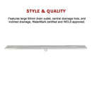 1200mm Bathroom Shower Stainless Steel Grate Drain w/Centre outlet Floor Waste Square Pattern-11