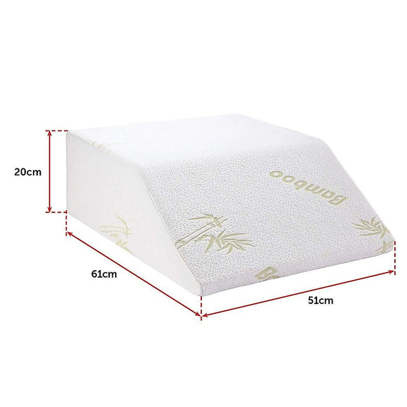 Cool Gel Memory Foam Wedge Pillow with Bamboo Cover for Bed & Lounge Comfort