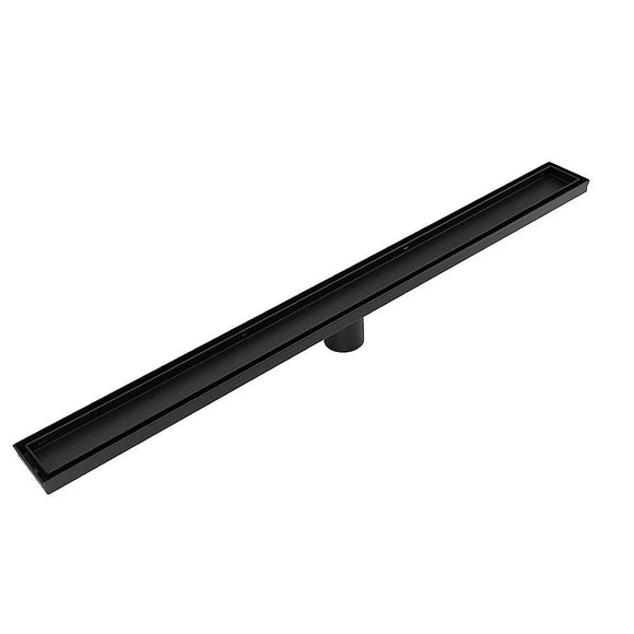 Tile Insert Shower Grate – 90cm Black Drain with Centre Outlet