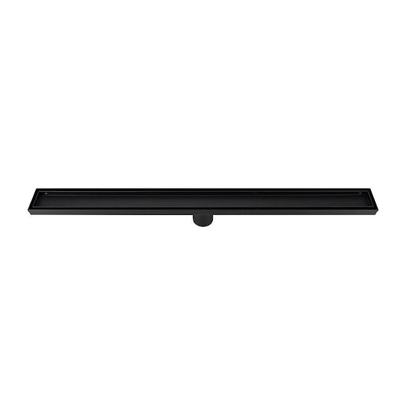 Tile Insert Shower Grate – 90cm Black Drain with Centre Outlet