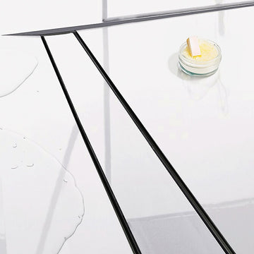 900mm Tile Insert Bathroom Shower Black Grate Drain w/Centre outlet Floor Waste - 0