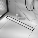 1000mm Tile Insert Bathroom Shower Black Grate Drain w/Centre outlet Floor Waste-3