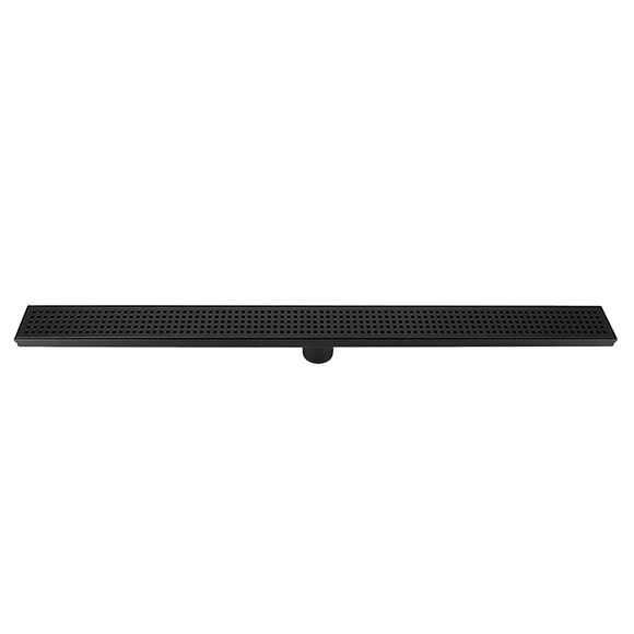 900mm Bathroom Shower Black Grate Drain w/Centre outlet Floor Waste Square Pattern