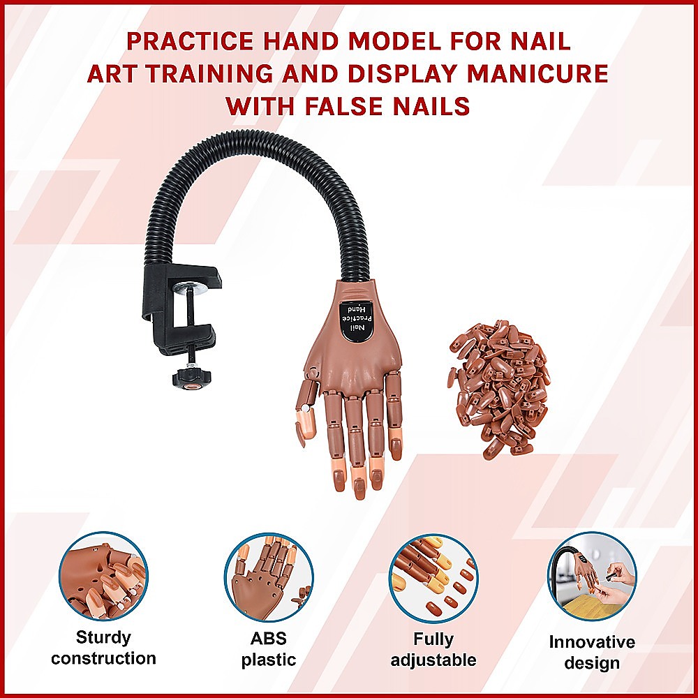 Practice Hand Model for Nail Art Training and Display Manicure with false nails