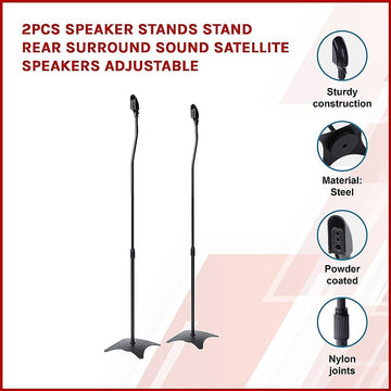 2pcs Speaker Stands Stand Rear Surround Sound Satellite Speakers Adjustable - 0