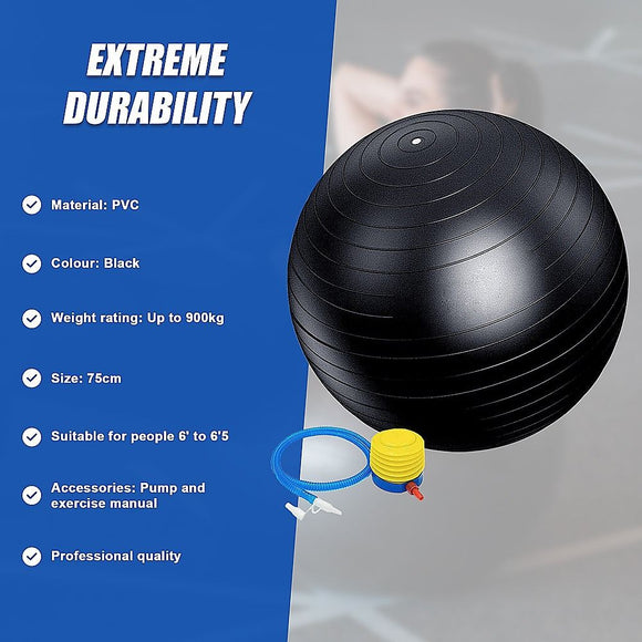 75cm Static Strength Exercise Stability Ball with Pump