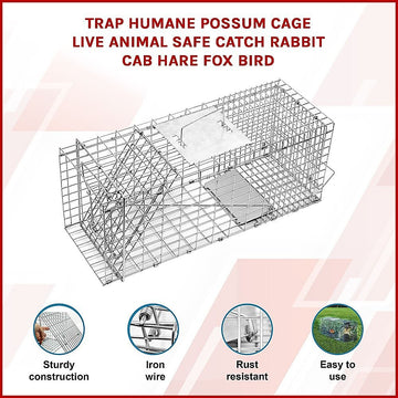 Trap Humane Possum Cage Live Animal Safe Catch Rabbit Cat Hare Fox Bird - 0