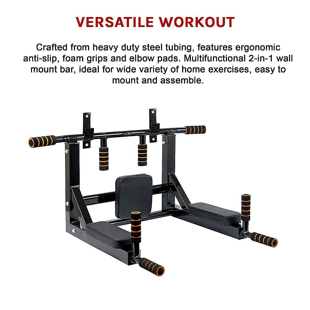 Heavy Duty Wall Mounted Power Station - Knee Raise - Pull Up - Chin Up -Dips Bar