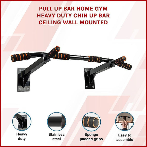 Heavy Duty Pull Up Bar Home Gym Chin Up Bar for Wall or Ceiling Mount