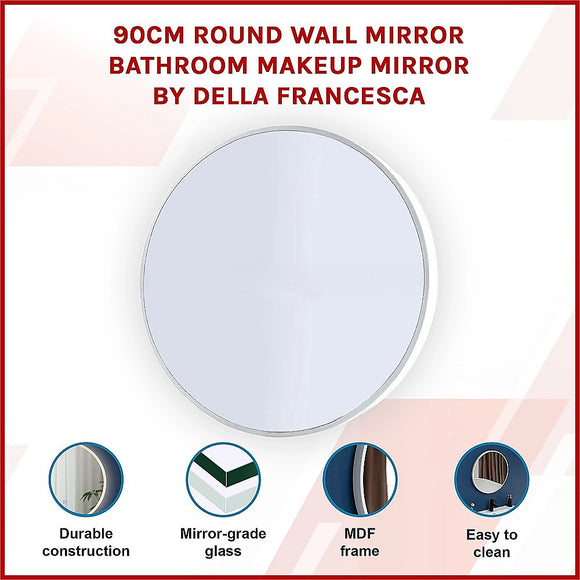 90cm Round Wall Mirror Bathroom Makeup Mirror by Della Francesca