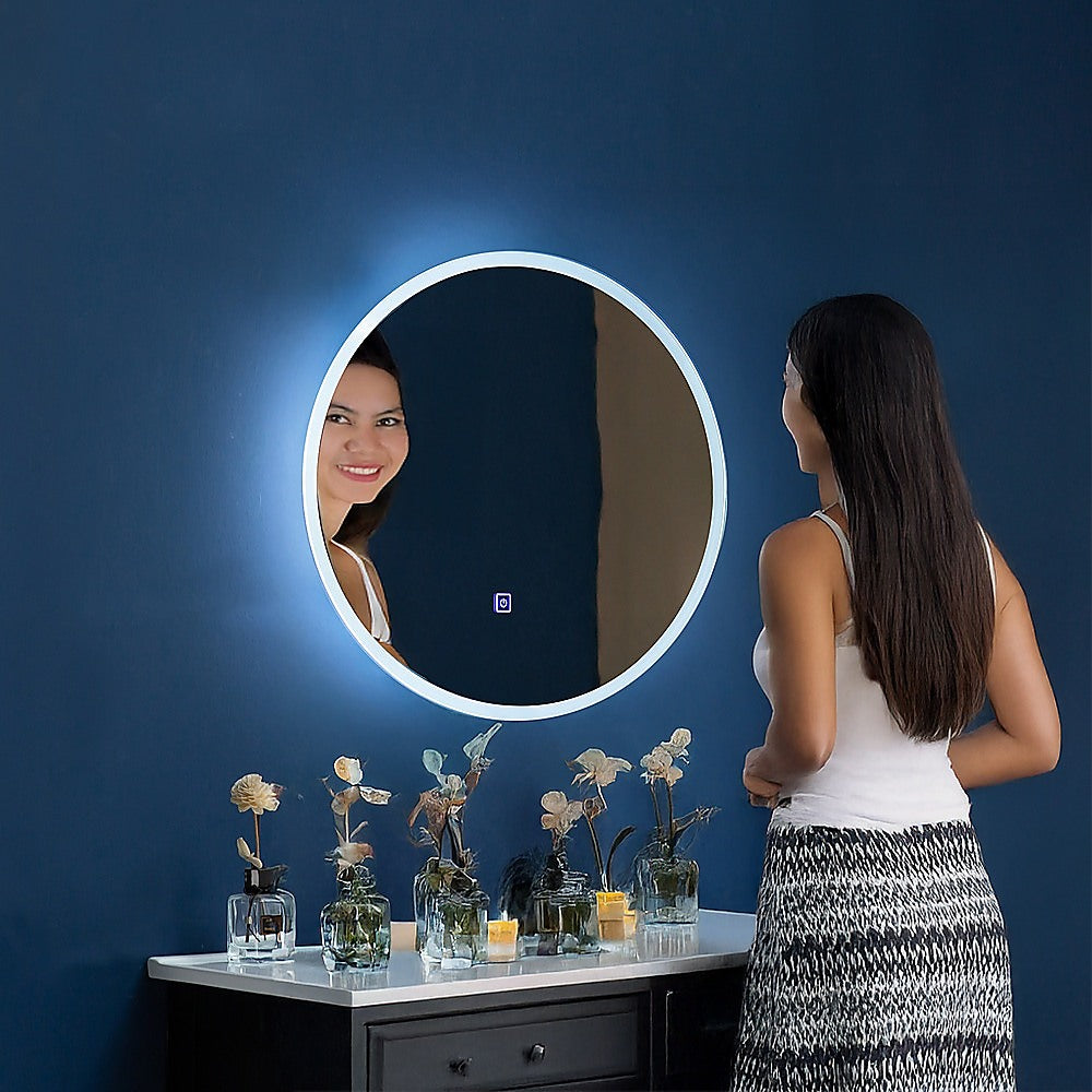 80cm LED Wall Mirror Bathroom Mirrors Light Decor Round - 0