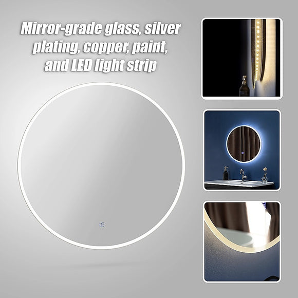 90cm LED Wall Mirror Bathroom Mirrors Light Decor Round