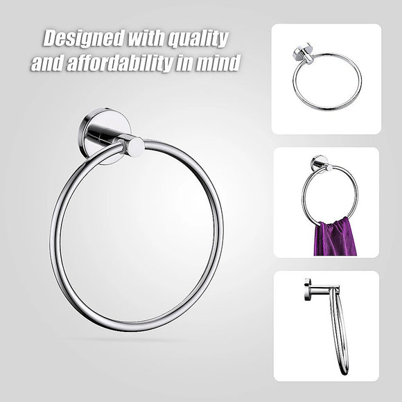 Classic Chrome Towel Bar Rail Ring Bathroom