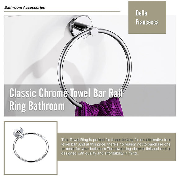 Classic Chrome Towel Bar Rail Ring Bathroom