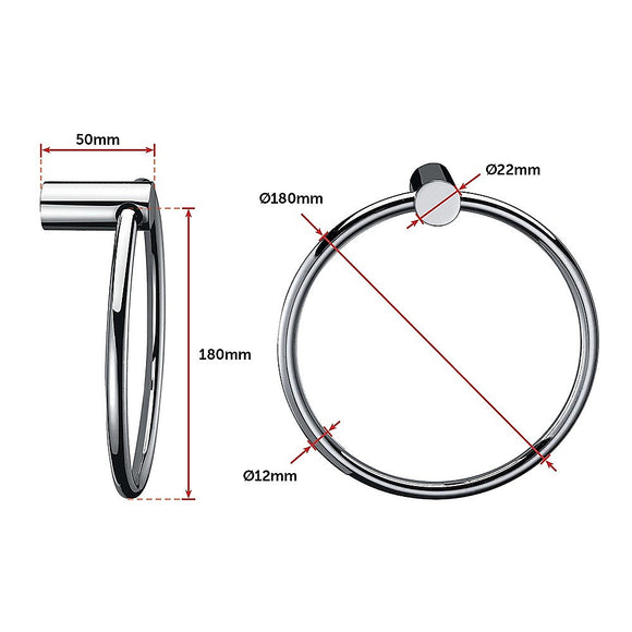 Classic Chrome Towel Bar Rail Ring Bathroom