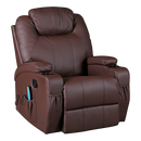 Brown Massage Sofa Chair Recliner 360 Degree Swivel PU Leather Lounge 8 Point Heated-3