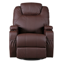 Brown Massage Sofa Chair Recliner 360 Degree Swivel PU Leather Lounge 8 Point Heated-4
