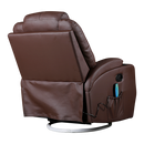 Brown Massage Sofa Chair Recliner 360 Degree Swivel PU Leather Lounge 8 Point Heated-6