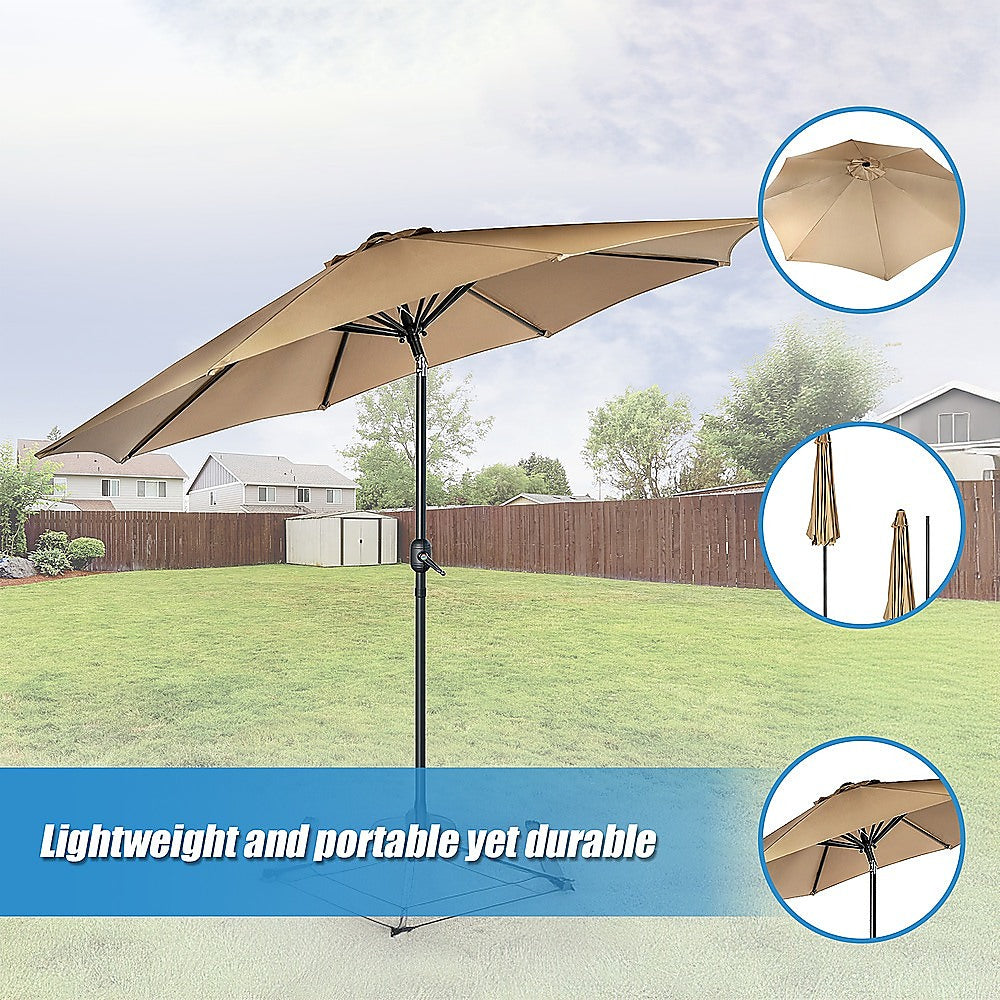 9FT Patio Umbrella Outdoor Garden Table Umbrella with 8 Sturdy Ribs