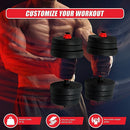 20kg Adjustable Rubber Dumbbell Set Barbell Home GYM Exercise Weights-9
